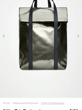 Rains Olive Two-Tone Tote Backpack with Black Straps